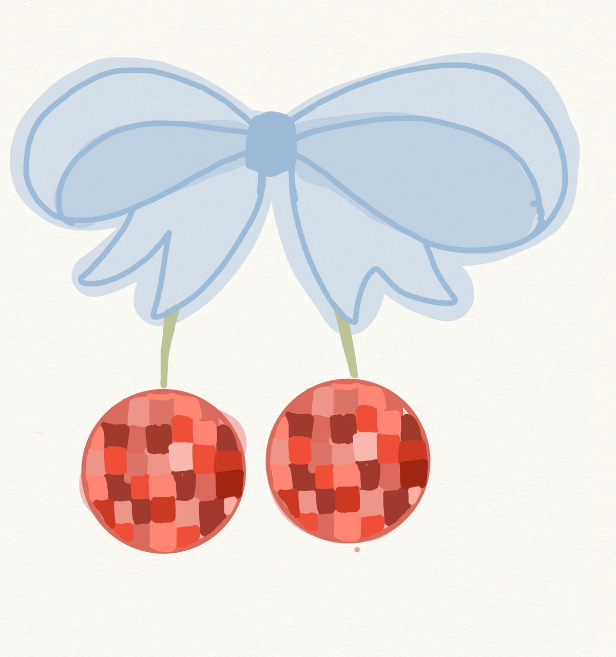 Disco cherry with blue bow