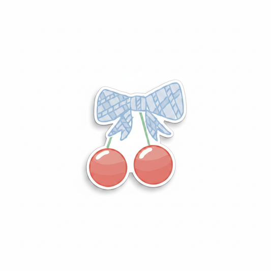 Cherry Bow Magnet - White Background