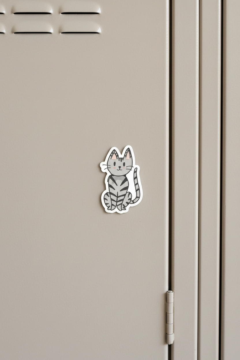 Gray Tabby Cat Magnet - Locker Shot Fixed