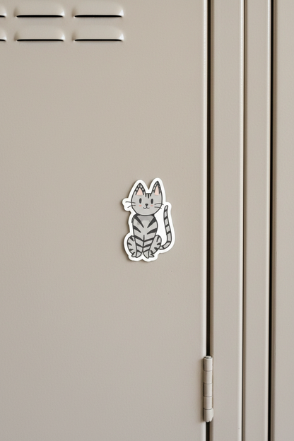 Gray Tabby Cat Magnet - Locker Shot Fixed